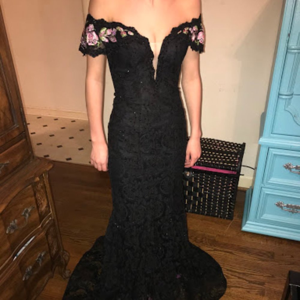 Black Ellie Wilde Mon Cheri Prom Dress